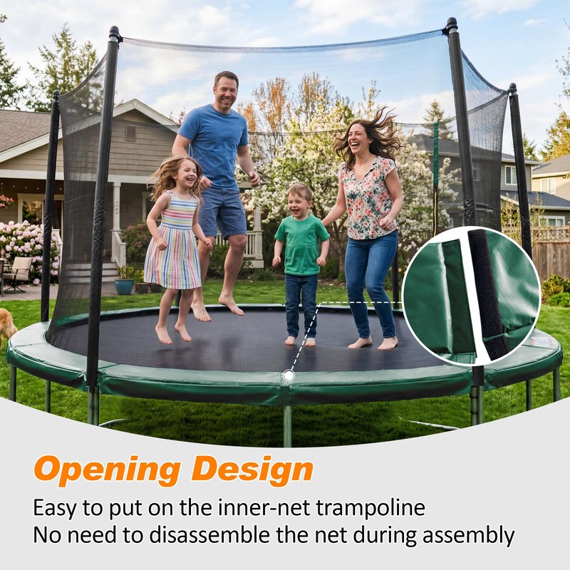 Exacme Trampoline Pad 16 15 14 12 10 8 FT, Waterproof Safety Spring Cover Round Frame Pad, No Hole for Pole, Trampoline Replacement Accessories (Blue, 14FT)