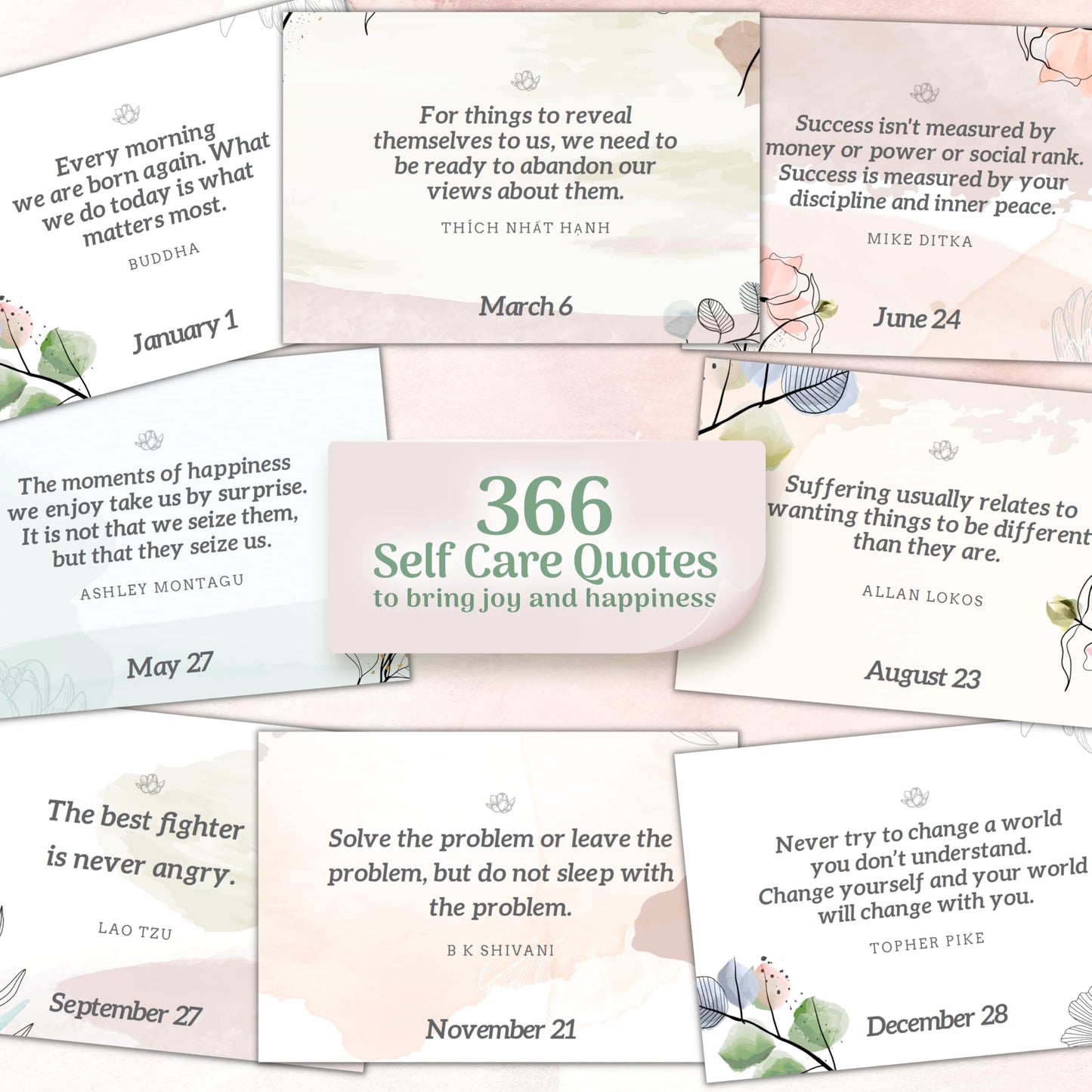 MESMOS 366 Daily Self Care Quotes Mindfulness Perpetual Calendar, Cute Office Desk Decor Women, Desk Decorations Accessories for Women Office, Motivational & Inspirational Teacher Appreciation Gifts