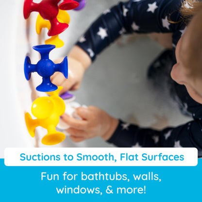 Fat Brain Toys Squigz Starter Set, 24 Piece Suction Bath Toys, Sensory Toys for Kids 3 and Up