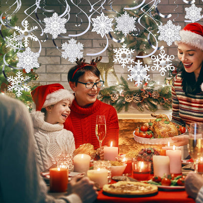 Sumind 30 Pcs Winter Snowflake Decor Christmas Swirls Winter Party Wonderland Foil Hanging Ceiling Decor for New Year Christmas Holiday