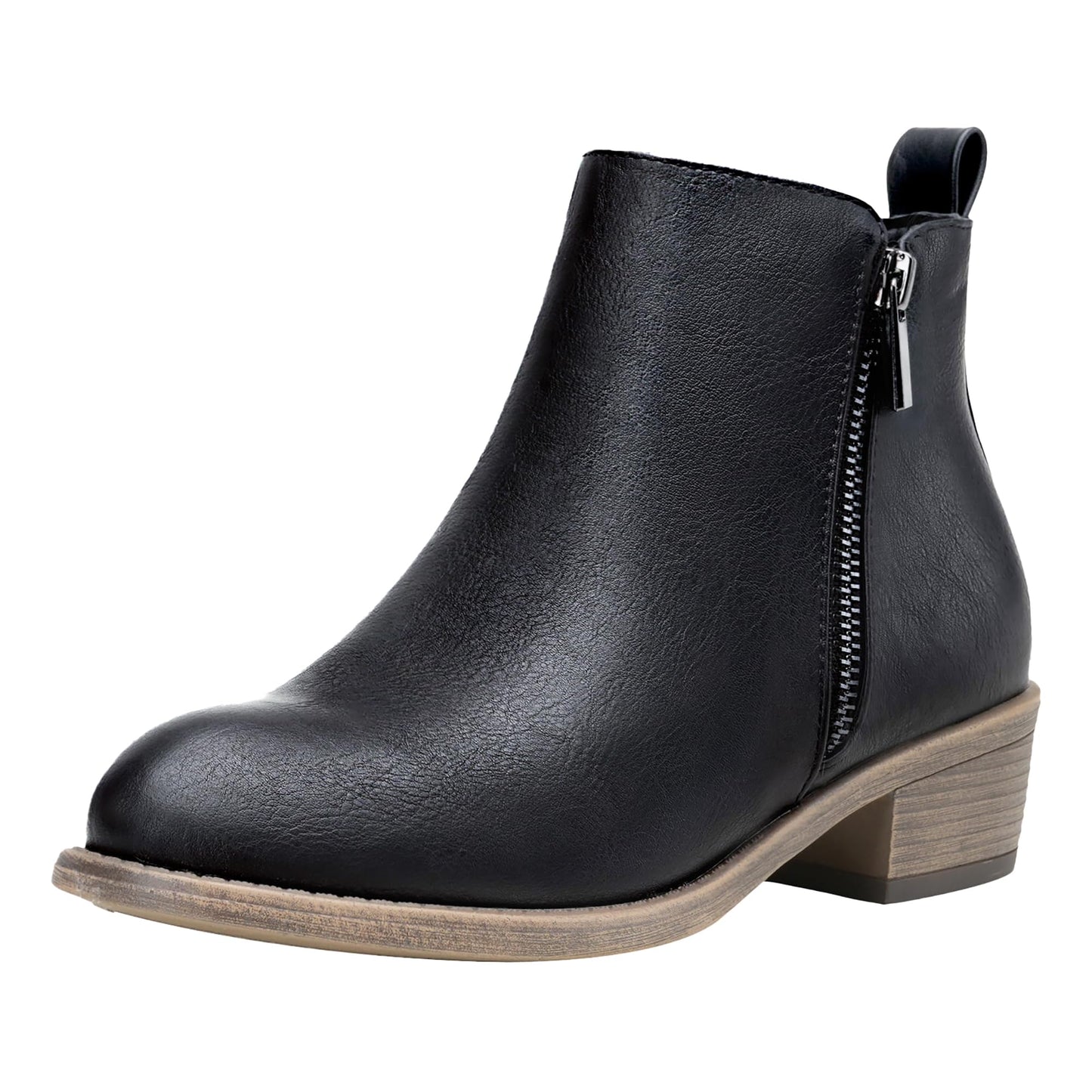 Jeossy Women's Black Ankle Boots, Classic Low Heeled Short Booties, 905 - Black Pu, Size 11 US - Casual Comfortable Boots (DJY905 Black 11)