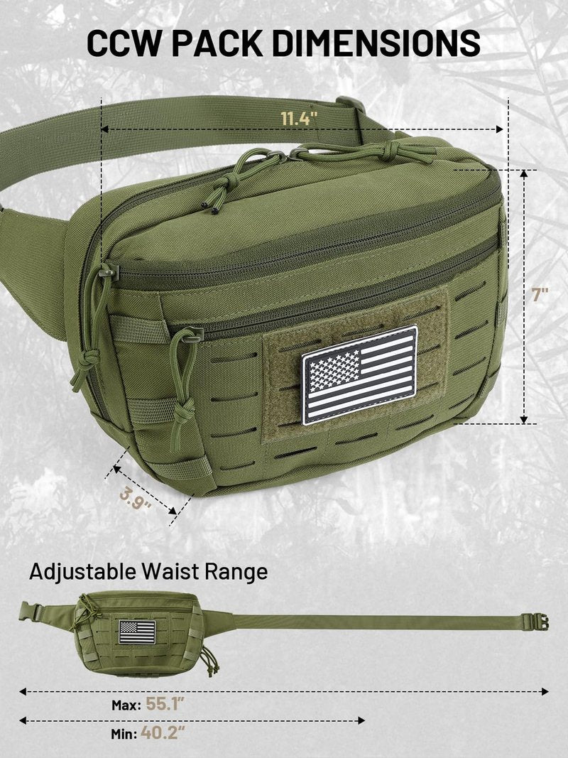 AUMENTAR Tactical Sling Bag, Fanny Pack,2in1,CCW & EDC Shoulder Bag with MOLLE & Pistol Holster - 1000D Adjustable Strap for Outdoor Carry Men & Women