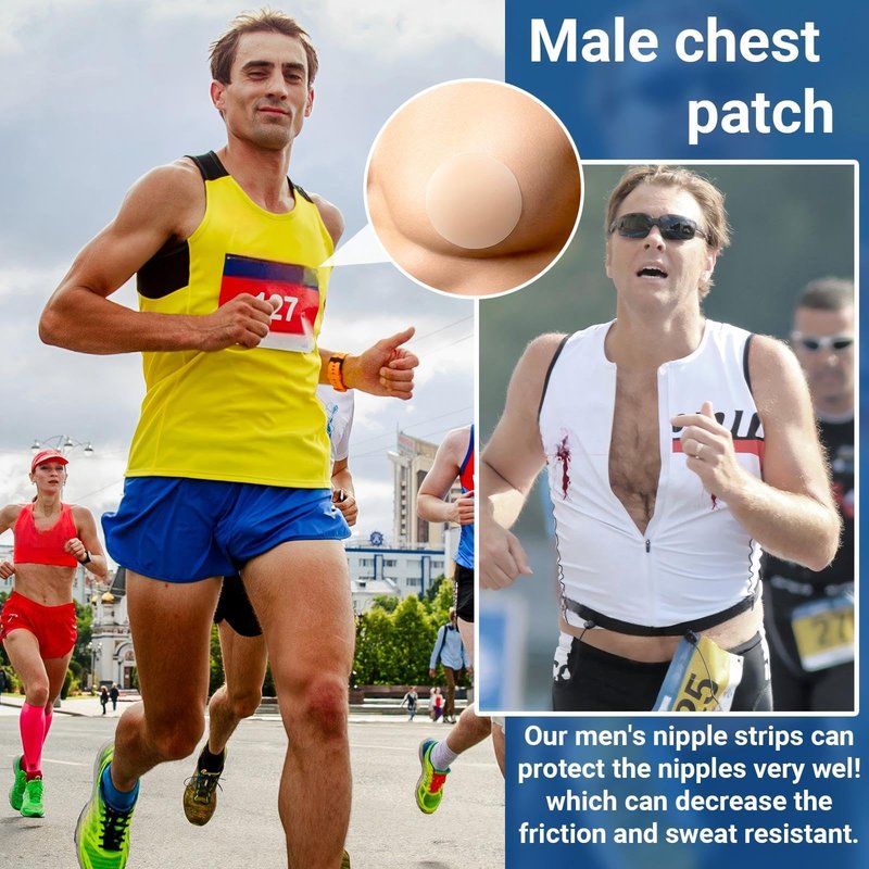 Funnysoft 12 Pcs 4/12 Pcs Nipple Covers Men Reusable Silicone, No Show Anti-Chafe Sweat-Resistant Sport Men Nipple Shield for Runner Gym