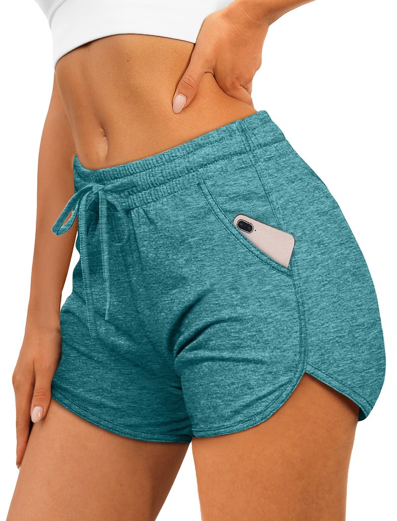 Aloodor Womens Shorts for Summer Casual Basketball Shorts Pine Green XXL