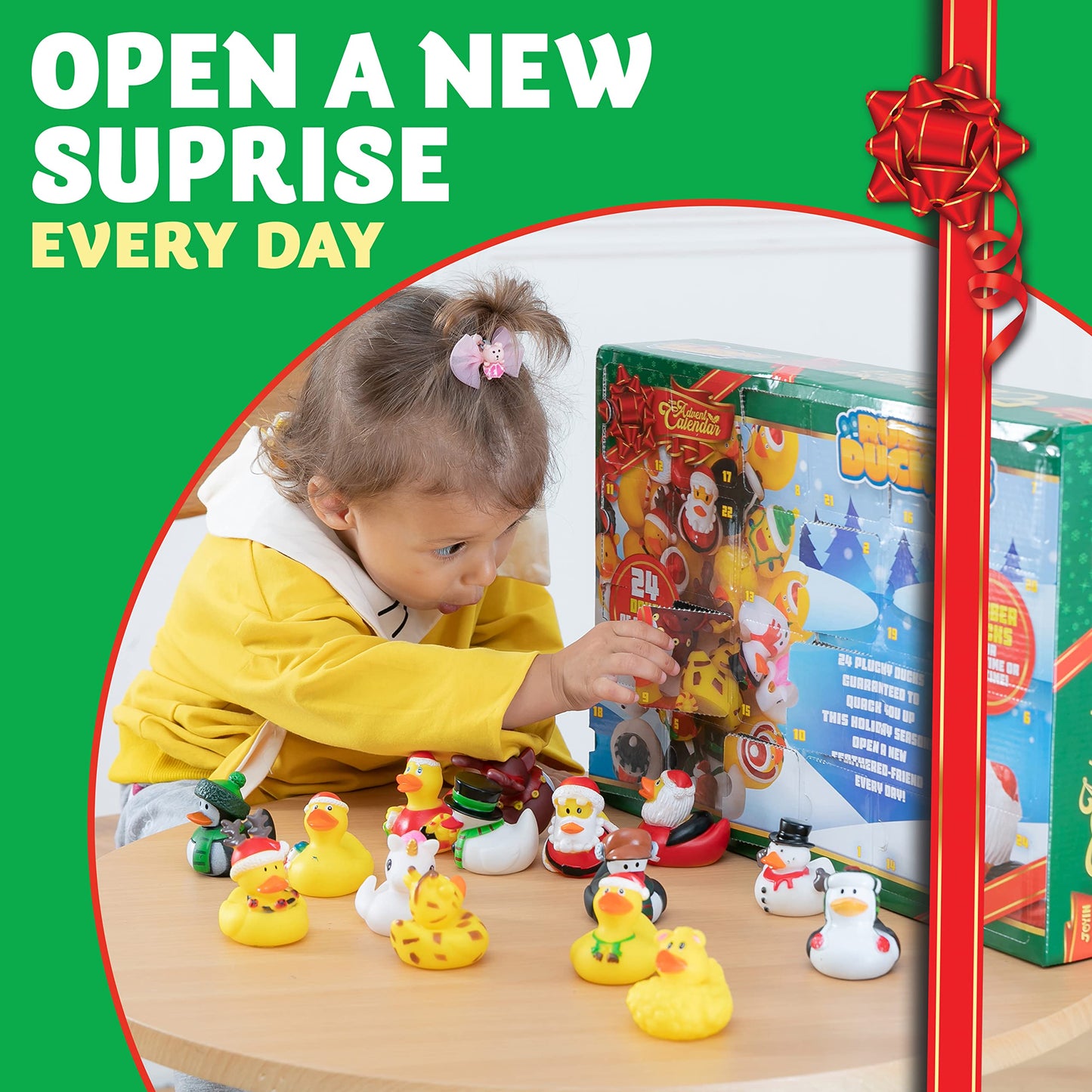 JOYIN 2025 Christmas Advent Calendar Ducks, 24 Days Christmas Countdown Rubber Ducks for Boys Girls Toddlers Kids, Xmas Party Favor Gifts, Rubber Ducky Bath Toys, Kids Xmas Fun Gifts