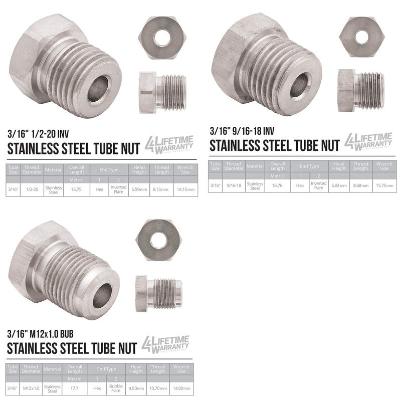 4LifetimeLines – 3/16" x 25' Stainless Steel Brake Line Kit | 316L Marine-Grade Tubing with 16 SAE Fittings | Corrosion & Rust Resistant | 15,310 PSI | Universal Fit for Cars & Trucks