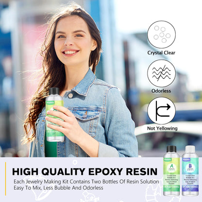 IGaiety Resin Jewelry Making Kit 240 Pcs Silicone Epoxy Resin Mold Keychain Starter Kit Bundle with Epoxy Molds and Pigments Tools for Beginners Adults Jewelry Earring Making