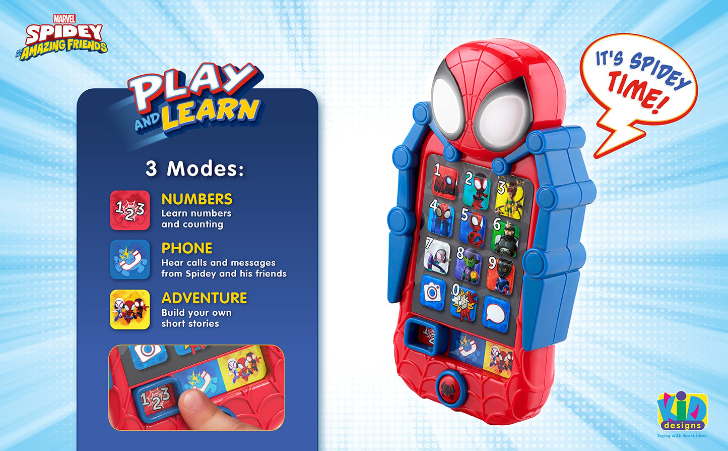 eKids Spidey and His Amazing Friends Toy Phone for Toddler with Built-in Preschool Learning Games, Educational Toys for Activities and Pretend Play, for Fans of Spiderman Gifts