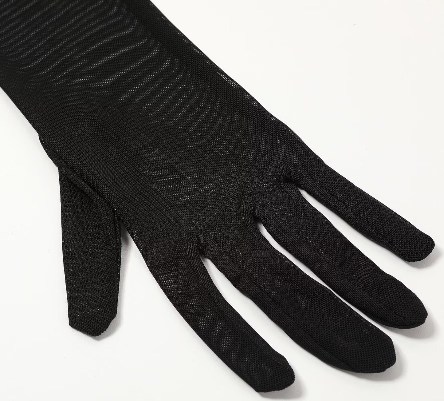 Hazhlko Women's Long Stretchy Mesh Tulle Sheer Gloves Costume Wedding Opera Halloween Party 1920's Dance Gloves Black