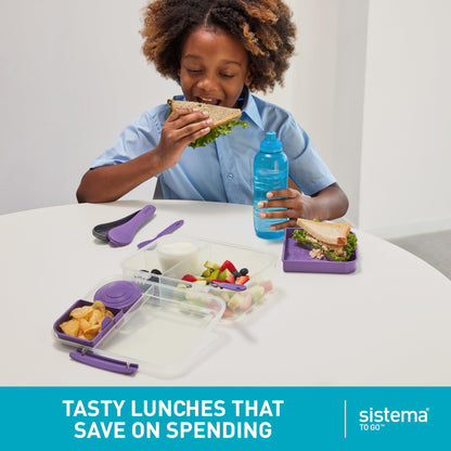Sistema Bento Box Lunch | Bento School Lunch Box with Compartments | 1.65 L | Food Storage Container in Minty Teal | 1 Count