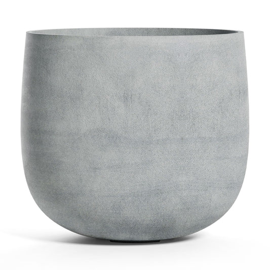 COSAPOTS Mondo Round Fiberglass Planter – Lightweight Indoor/Outdoor Plant Pot, Frost & Weather-Resistant, Handmade Modern Decorative Planter – 18.2" x 18.2" x 16.1" – Concrete Stone