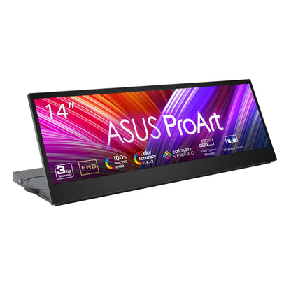 ASUS ProArt Display 14” 1080P Portable Touchscreen Monitor (PA148CTV) - Full HD, IPS, 100% sRGB/Rec.709, Color Accuracy ΔE < 2, Calman Verified, USB-C Power Delivery, Micro HDMI, Tripod Socket,Black