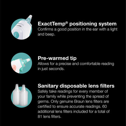 Braun ThermoScan 6 Ear Thermometer with Color-Coded Digital Display, ExacTemp Stability Indicator, Baby and Infant Friendly, No. 1 Brand Recommended by Pediatricians, IRT6515