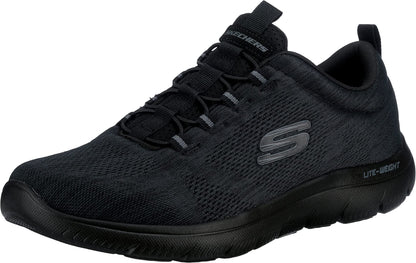 Skechers Men's Summits-LOUVIN Low Shoes, Black Mesh/Pu/Trim, 11 UK