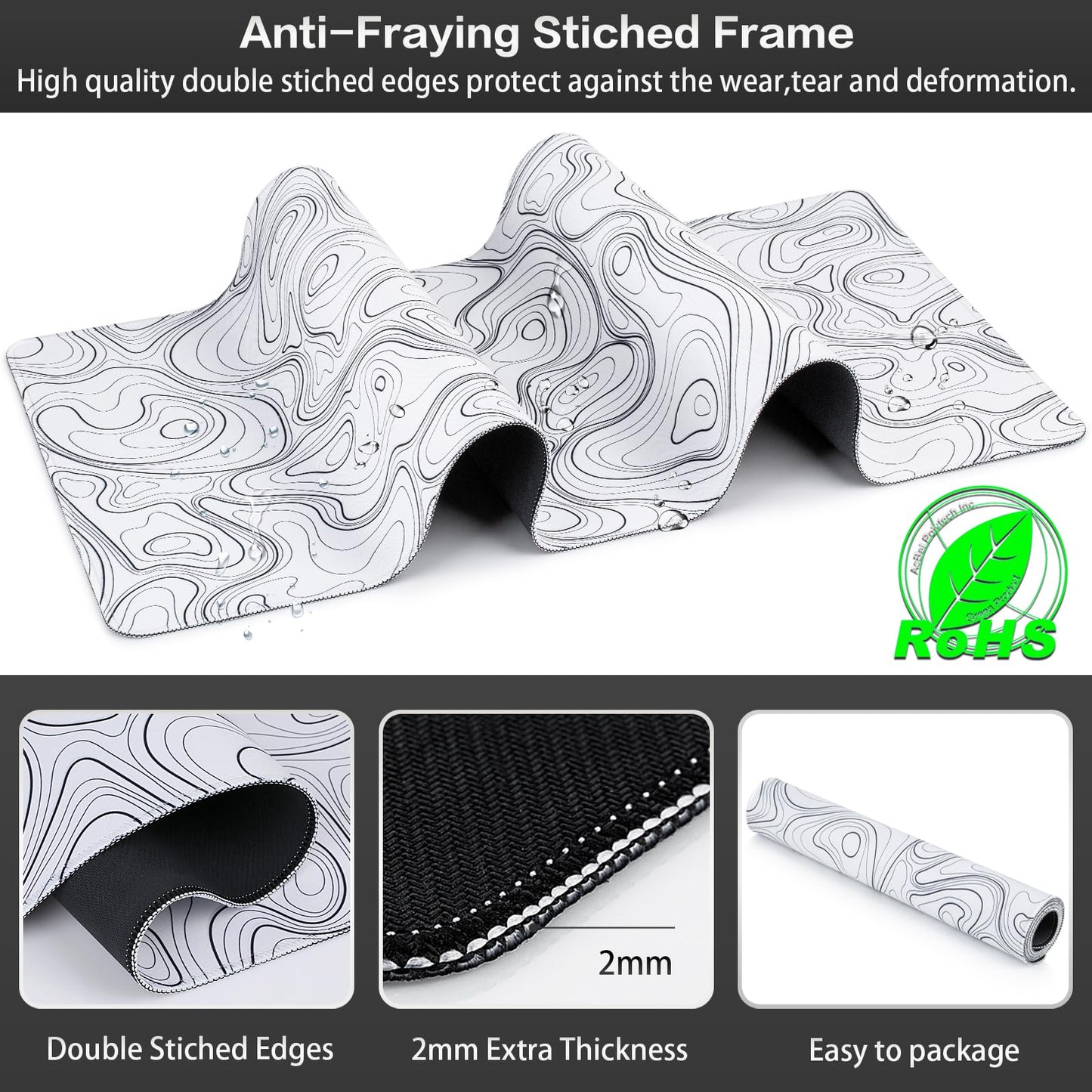 Canjoy Gaming Mouse Pad, Topographic Contour Mouse Pad 31.5x11.8inch Large Extended Computer Mouse Mat Keyboard Full Desk Mousepad for Gaming, Office, Home