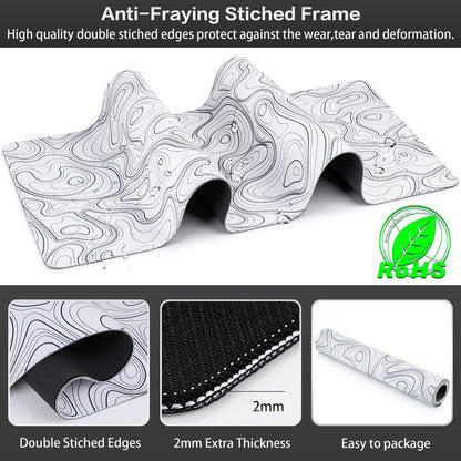 Canjoy Gaming Mouse Pad, Topographic Contour Mouse Pad 31.5x11.8inch Large Extended Computer Mouse Mat Keyboard Full Desk Mousepad for Gaming, Office, Home