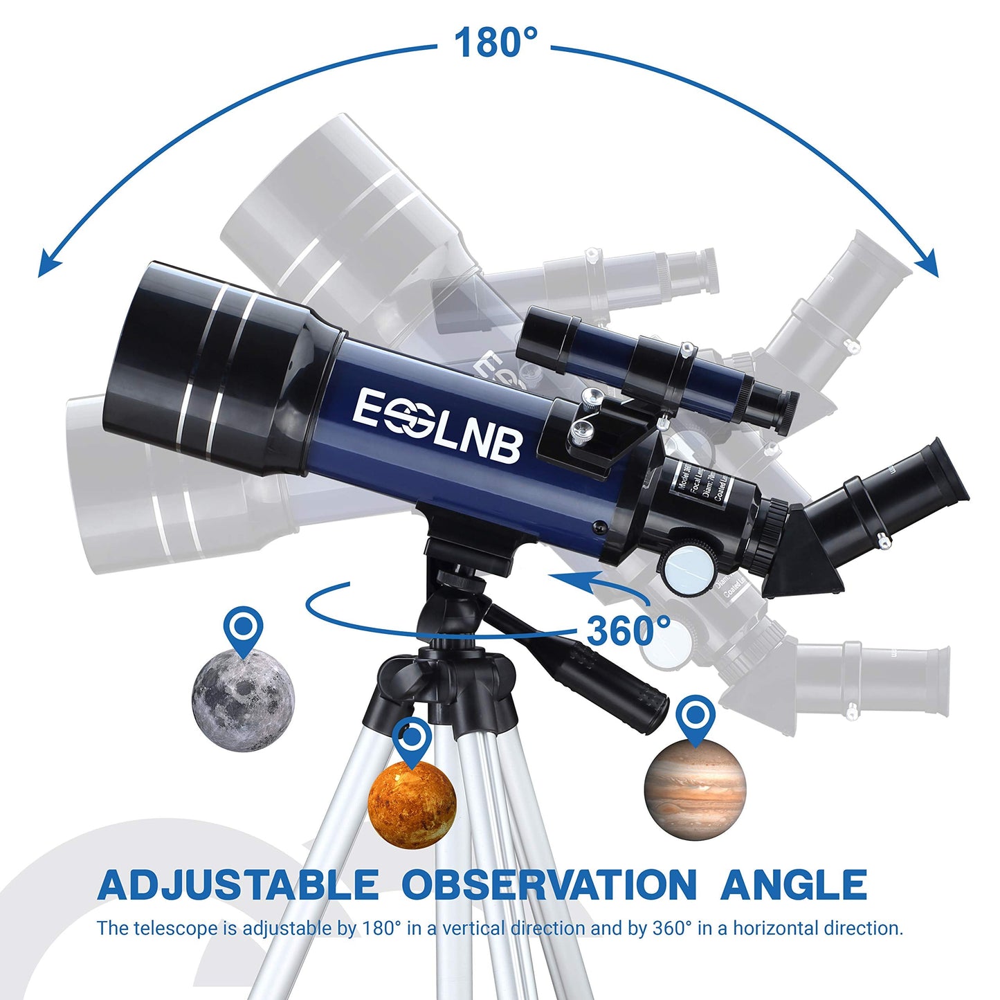 ESSLNB Telescope for Adults, 70mm Aperture Refractor Telescopes (15X-180X) for Astronomy Beginners, Portable Travel Telescope with Phone Adapter & Adjustable Tripod