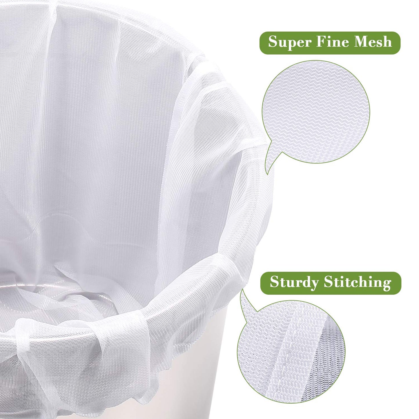 Era Natural Extra Large Brew Bags Reusable, 3 Pack 26"x22" Fine Mesh Strainer Bag for Home Brewing Hops Grains Fruit Cider Apple Grape Wine Beer Making Press Drawstring Straining Brew in a Bag