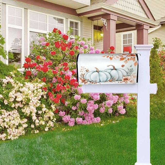 DADABULIU Mailbox Covers Pumpkin Fall Leaf Thanksgiving Magnetic Letter Post Box Cover Standard Size 25.5 x 21 Inch Garden Yard Home Decorative