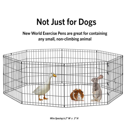 New World Folding Metal Dog Exercise Pen and Pet Playpen with No Door, Includes Grounding Stakes and Provides 1.5 Meters of Play Space, 76 cm Tall, Black E-Coated, B552-30