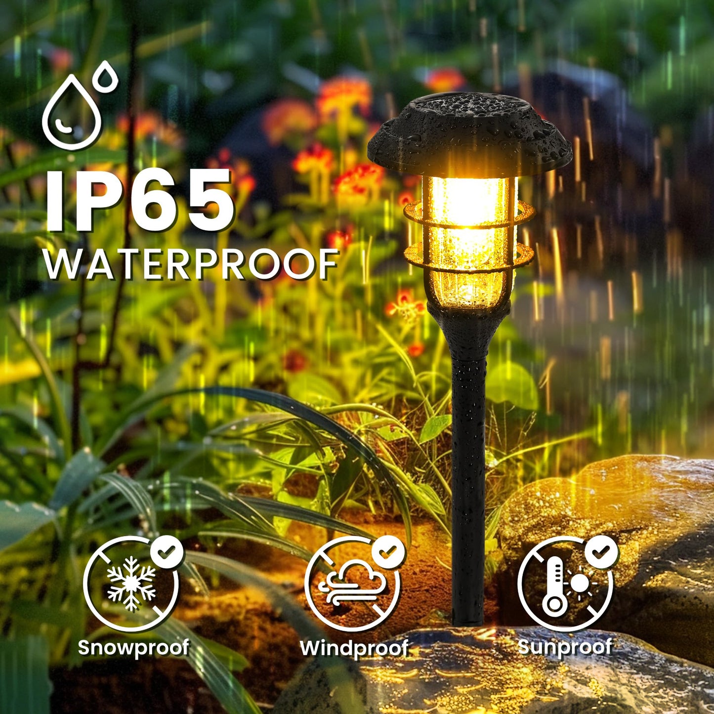 HMDecor Solar Garden Lights Outdoor,8 Pack Bright Solar Lights Outdoor Waterproof, Solar Powered Outdoor Decor for Yard, Pathway,Patio,Walkway,Driveway