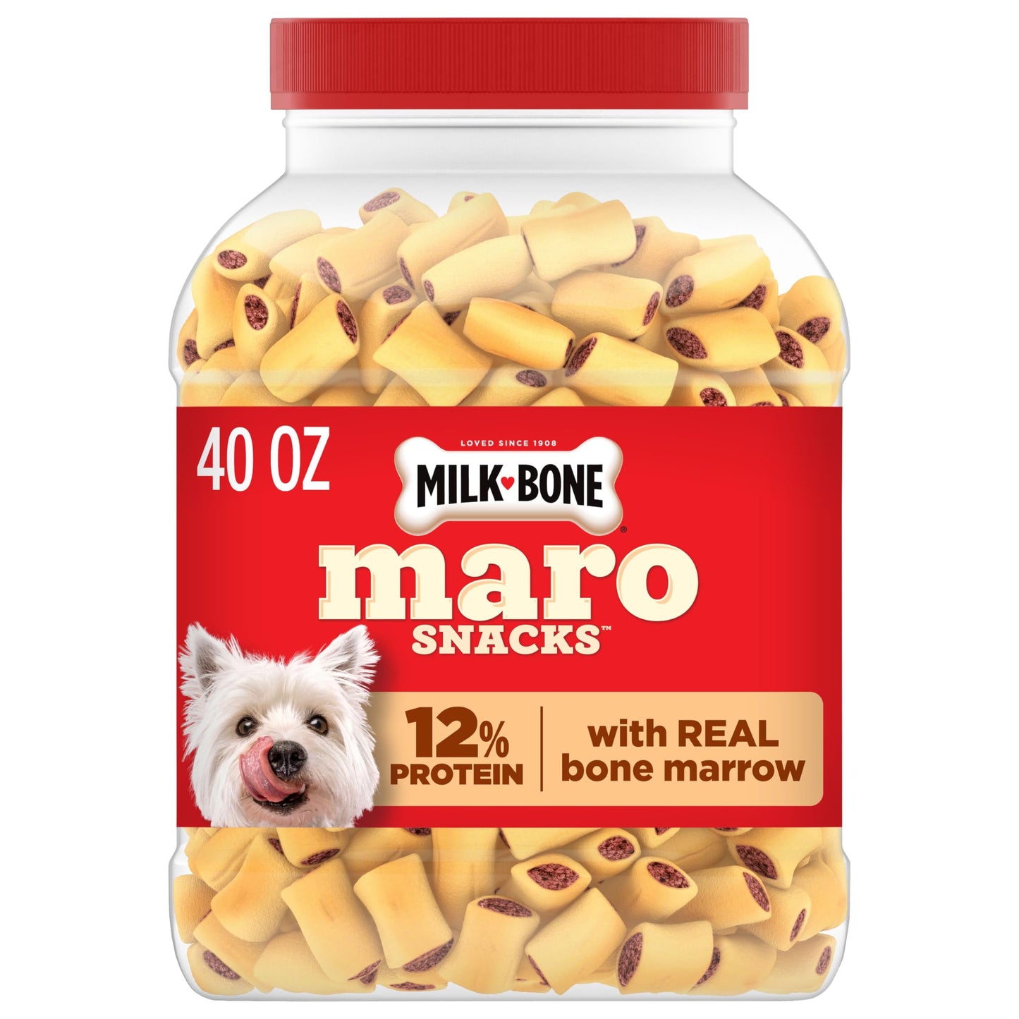Milk-Bone MaroSnacks Small Dog Treats with Real Bone Marrow, 40 Oz. Canister