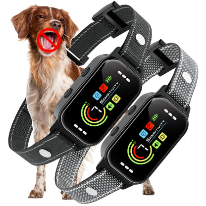 JEUJE Dog Bark Collar 2 Pack, Bark Collar for Large Medium Small Dogs, Rechargeable Smart Bark Collar, Anti Barking Training Collar with 7-Level Sensitivity + 5 Safety Modes Humane Training System