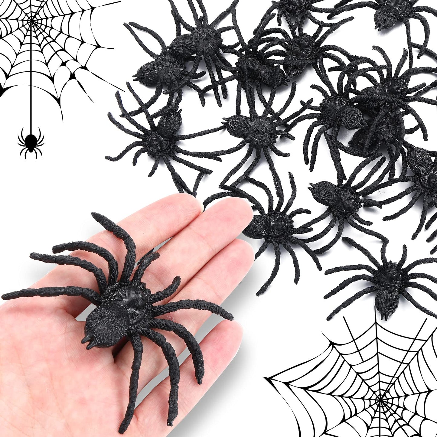 Skylety 30 Pieces Halloween Realistic Plastic Spider Toys Plastic Spider Black Scary Spiders Fake for Boys Teens Adults Halloween Prank Props(3.14 X 2.36 Inch)