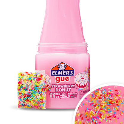 Elmer’s Gue Premade Slime Strawberry Donut Fluffy Slime Scented Includes Rainbow Sprinkle Add-Ins 2 Count