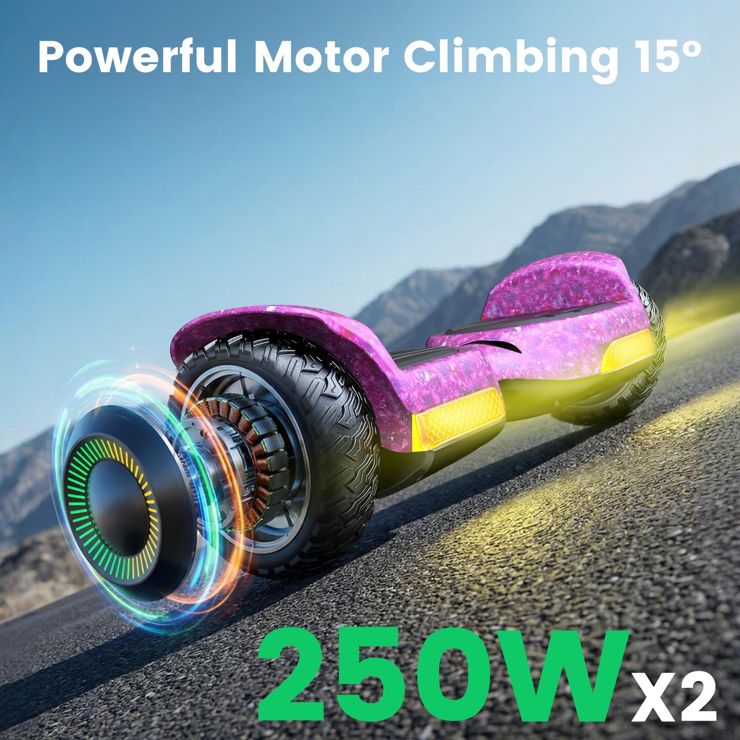 Gyroor Self Balancing Scooter New G13 All Terrain Balancing Scooter with LED Lights, Self Balancing Off Road with Bluetooth for Kids ages 6-12 and Adults-Galaxy Purple