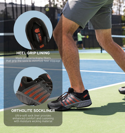 K-Swiss Men's Express Light Pickleball Shoe, Steel Gray/Jet Black/Spicy Orange, 8.5 M