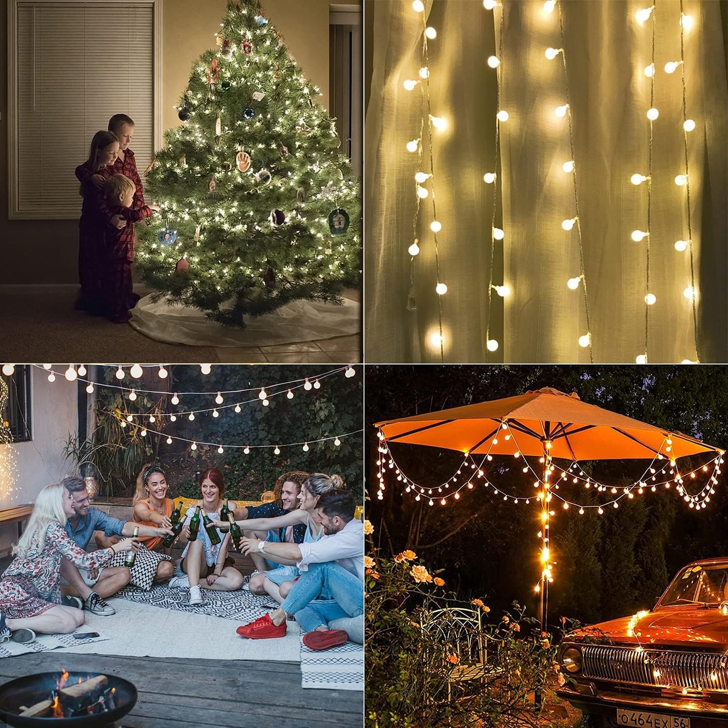 Battery Operated LED Globe String Lights, 2-Pack Total 52FT 120LEDs - Each 26FT 60LEDs 8 Mode Waterproof Christmas Fairy String Lights with Remote for Home Bedroom Garden Wedding Party Decoration