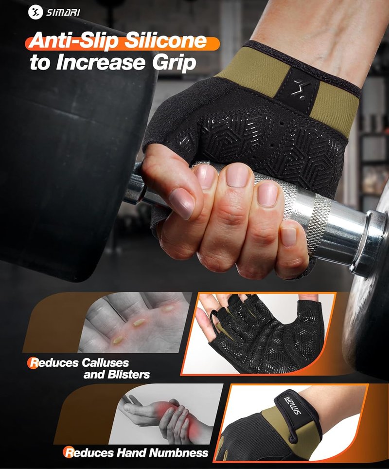 Breathable Workout Gloves for Men & Women - Padded Grip, Full Palm Protection | Black & Pink