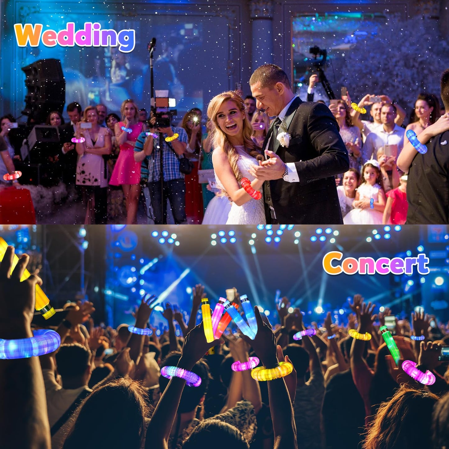 24 Pack Glow Sticks Classroom Halloween Party Favors for Kids 4-8-12, Goodie Bags Stuffers Light up Pop Tubes, Bulk Glow Necklace Bracelet Birthday Glow in the Dark Party Supplies Party Decoration