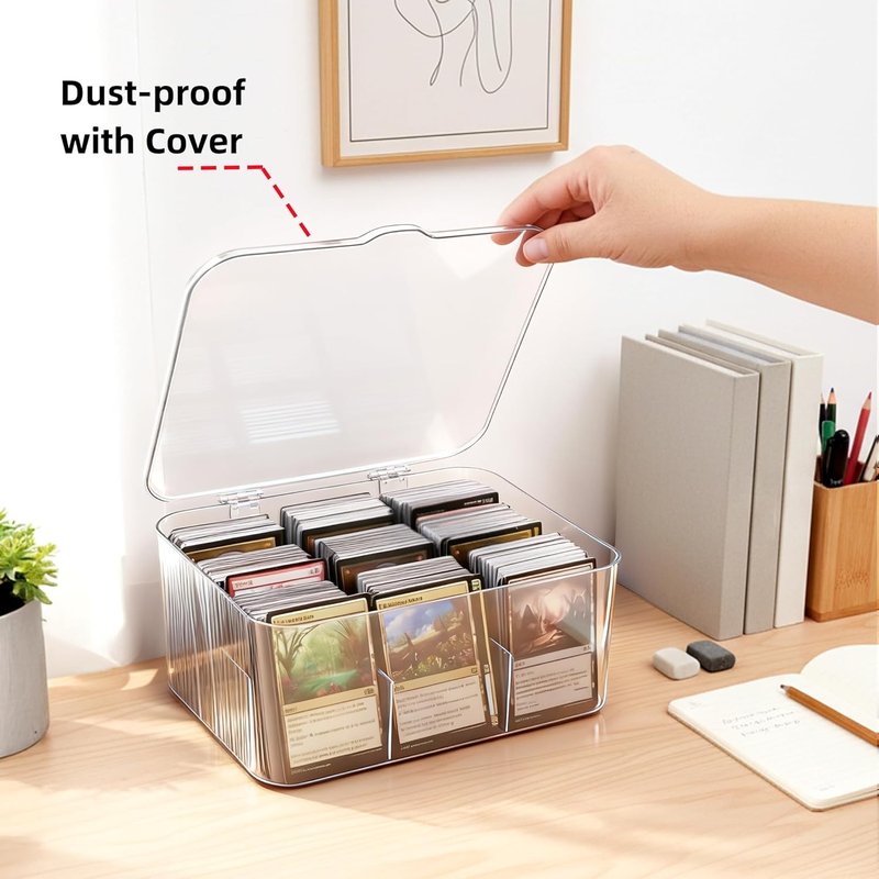 MTG Card Storage Box - 2 Pack Large Acrylic Organizer for 4200+ Trading Cards | Removable Dividers