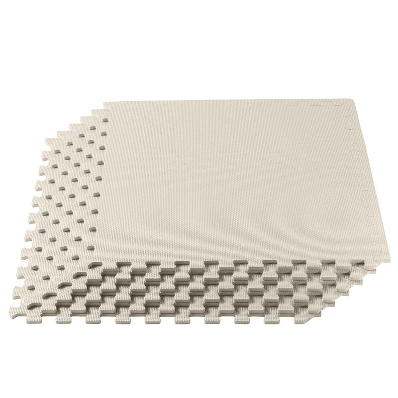 We Sell Mats 3/8" Thick Multipurpose EVA Foam Exercise Floor Mat, Interlocking Tiles, Anti-Fatigue for Home or Gym, 24 in x 24 in, 6 Tiles, Cream