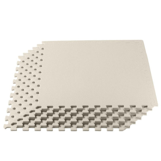 We Sell Mats 3/8" Thick Multipurpose EVA Foam Exercise Floor Mat, Interlocking Tiles, Anti-Fatigue for Home or Gym, 24 in x 24 in, 6 Tiles, Cream