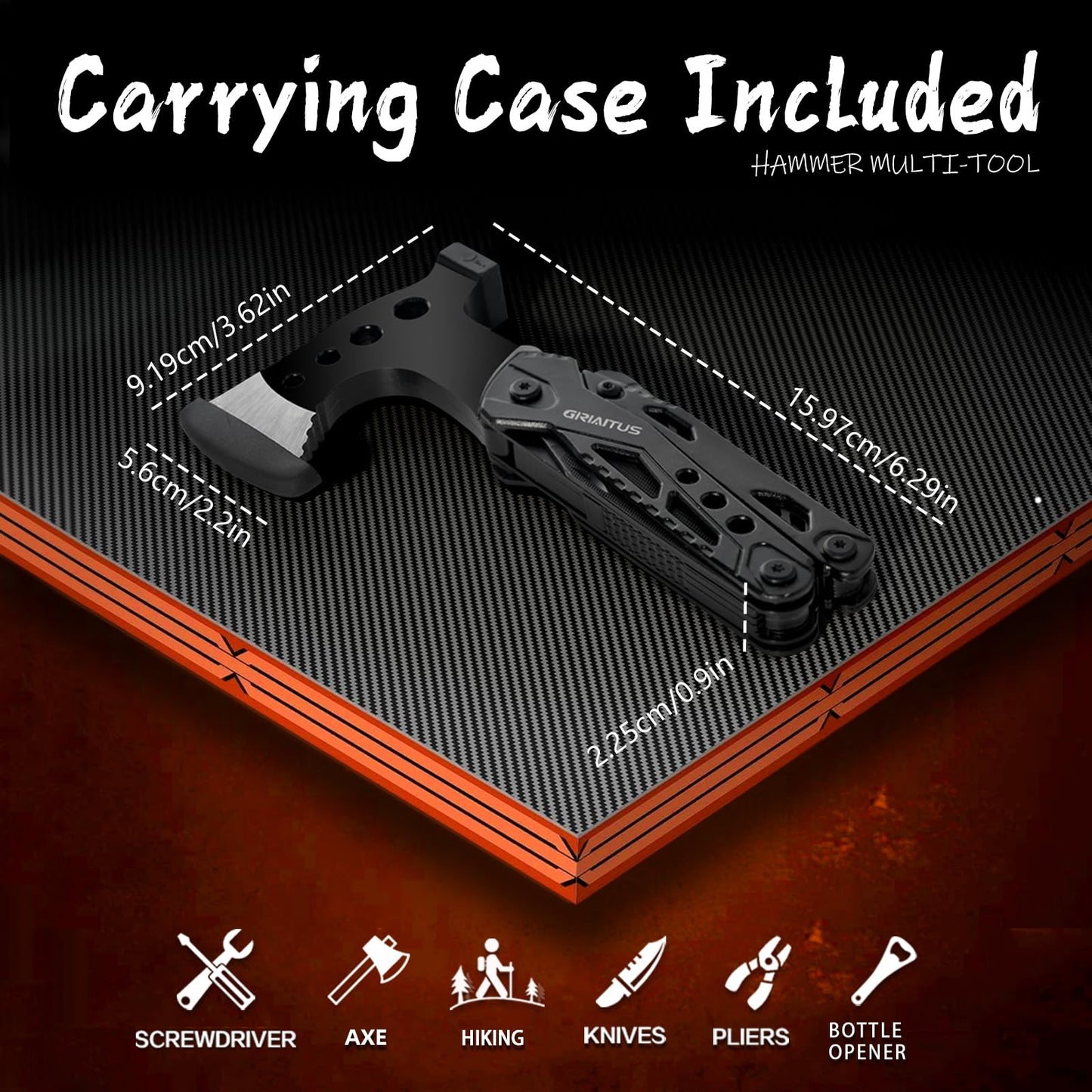 Camping Essentials 16 in 1 Multitool Camping Gear Gifts for Men Dad Multi Tool Survival Gear with Axe Hammer Pliers Saw Screwdrivers Bottle Opener Whistle with Sheath for Hiking Fishing