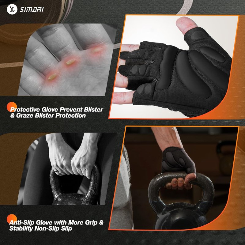 Breathable Workout Gloves for Men & Women - Padded Weight Lifting Gloves with Full Palm Protection | Great Grip for Gym, Cycling, Crossfit, Climbing