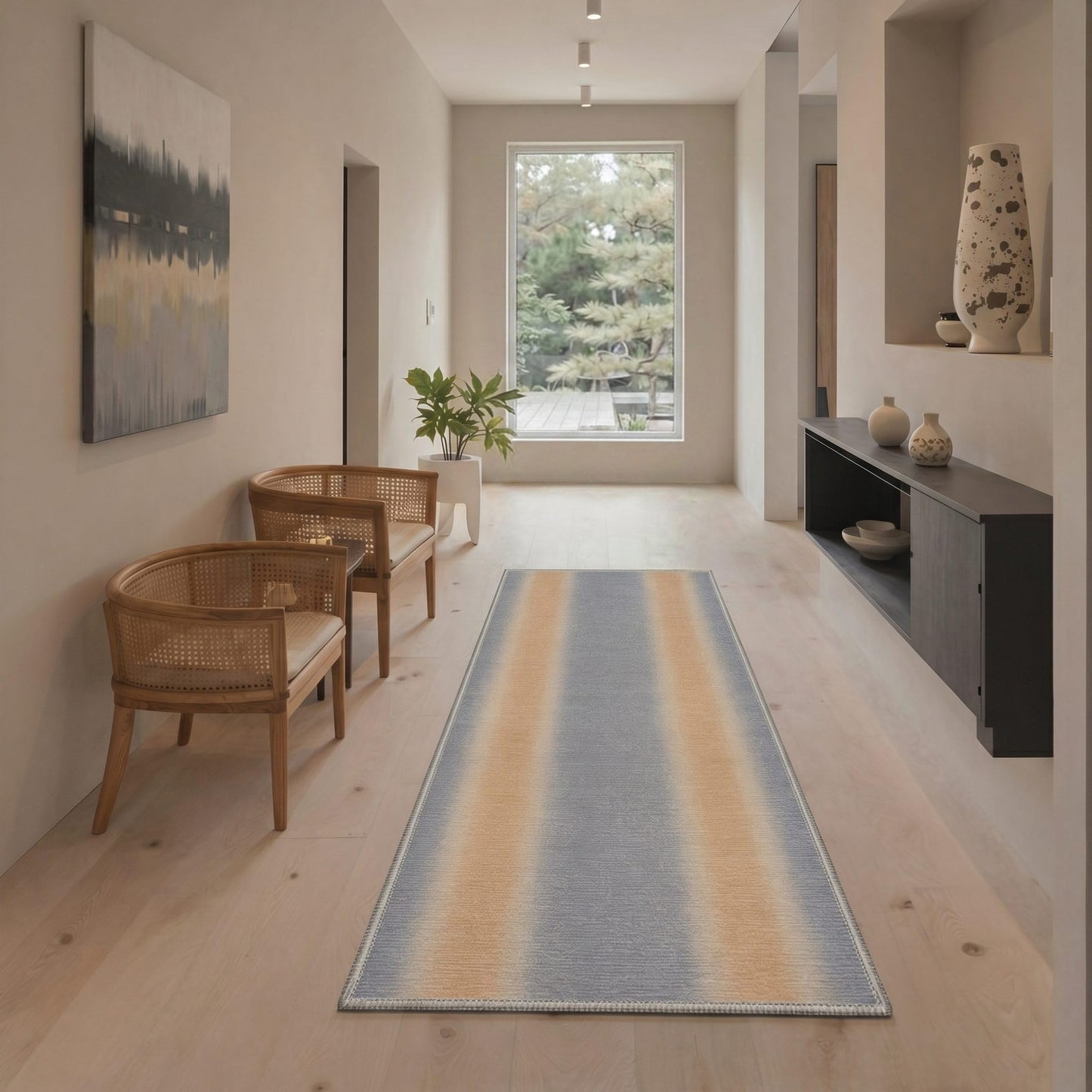 BEIMO 5X7 Area Rugs Minimalist Gradient Stripes Rug, Low Pile Non Slip Machine Washable Indoor Rug for Living Room Bedroom Dining Room Home Office, Muted Gray