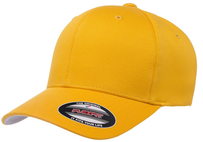 Flexfit Men's Wooly Combed Twill Fitted Baseball Cap, Gold, Large-X-Large