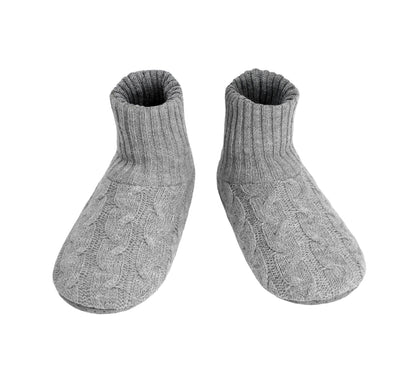Panda Bros Men's Slipper Socks, Winter Cable Knit Non-Skid Warm Cozy Soft Indoor Socks With Fluffy Sherpa Lined