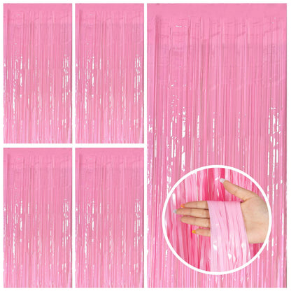 2 Pack Pink Backdrop Party Decorations Tinsel Curtain Party Backdrop Foil Fringe Birthday Decorations Photo Booth Streamer Backdrop Pink Theme Bachelorette Graduation Decor