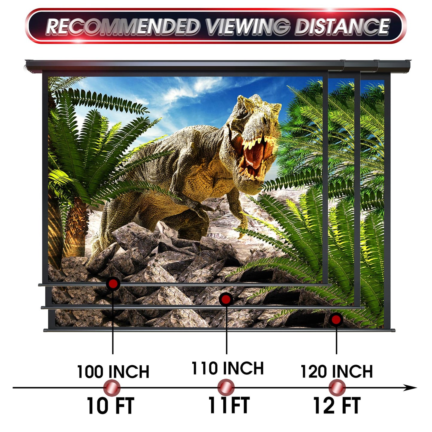 Aoxun 120" Motorized Projector Screen - Indoor and Outdoor Movies Screen 120 inch Electric 4:3 Projector Screen W/Remote Control