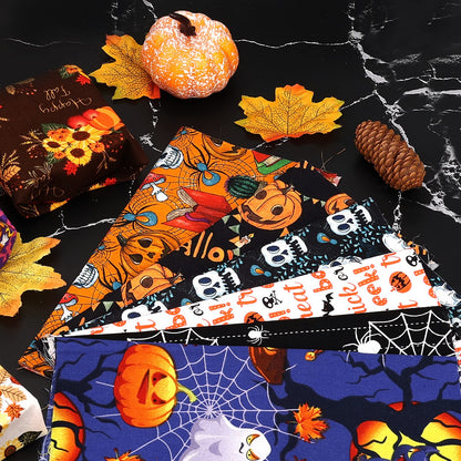 Luter 10pcs 10x10inch Halloween Theme Fabric, Halloween Fat Quarter Pure Cotton Fabric Bundle for DIY Decorations Sewing Crafts Festival Series Supplies Patchwork