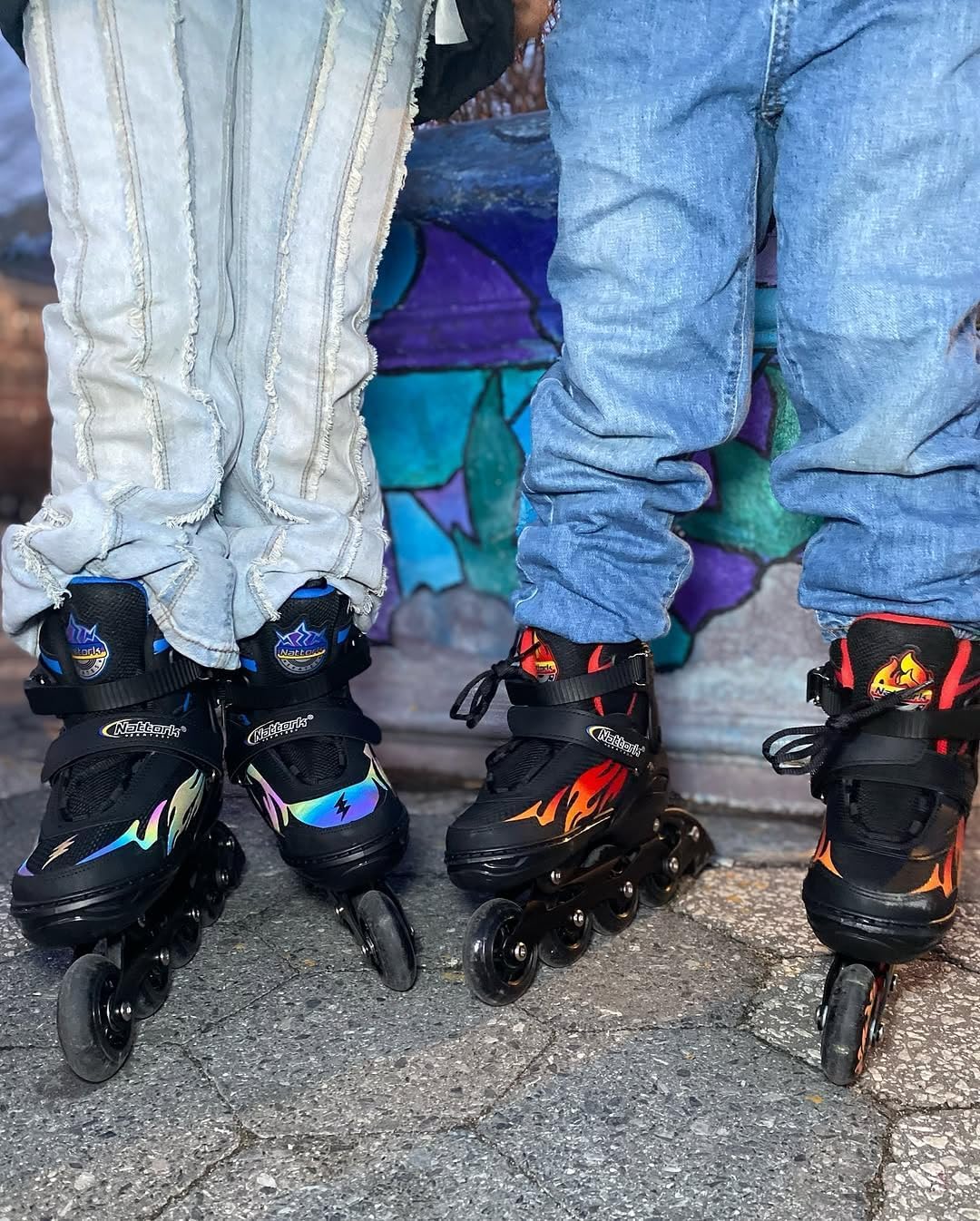 Nattork Adjustable Inline Skates for Kids and Teens, Indoor and Outdoor Blades Roller Skates with 8 Light Up Wheels for Boys Girls Youth Aged 6-16, Adult Beginners Lighting Style 7 8 9 10