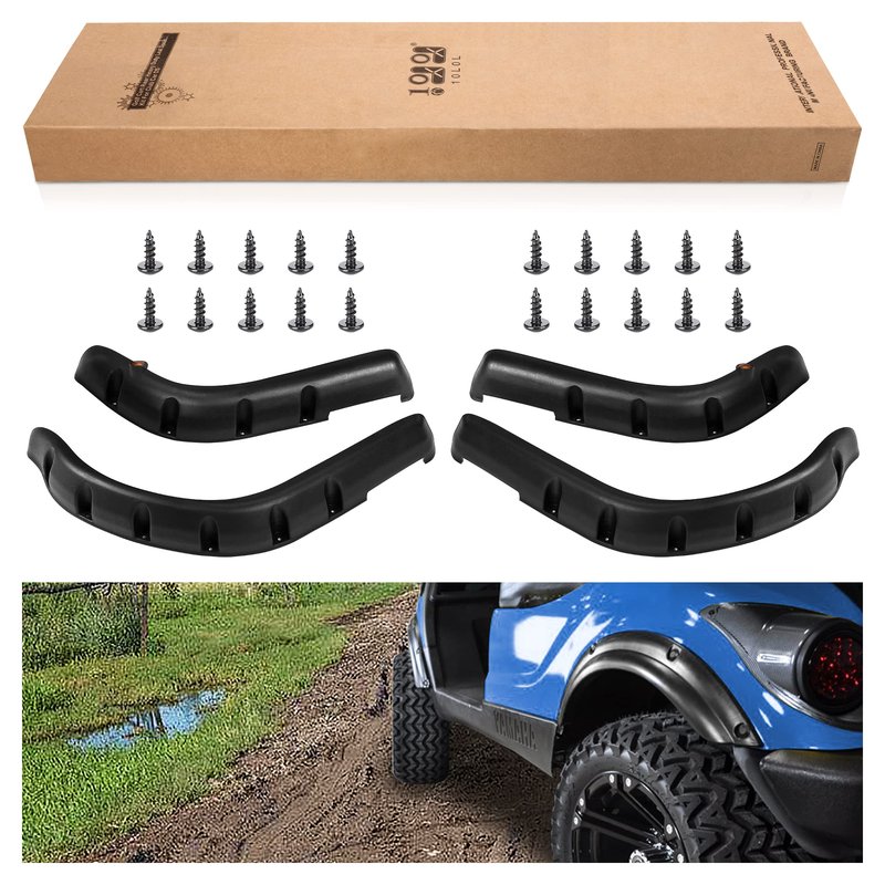 Golf Cart Accessories 4-PCS Fender-Flares Front & Rear for EZGO RXV 2008-2015 Original Models, with Mounting Hardware (Not Fit Modified Carts)