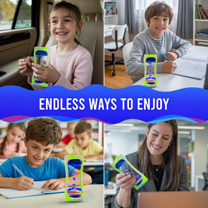 BUNMO Liquid Motion Bubbler Sensory Toy - Calming Fidget Toy for Kids & Adults, Textured Silicone Bubble Timer with Mesmerizing Liquid Flow Sensory Bottles - Small Glow