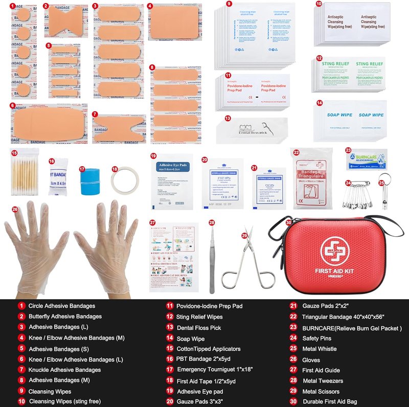 Mini First Aid Kit - 150-Piece Waterproof Hard Shell Medical Kit for Home, Travel & Outdoor Emergencies | Red