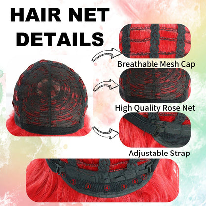 JoneTing Reddish Angry Wigs Men【+ Wig Cap】 Short Red Spiky Wig Short Wavy Red Crazy Hair Reded Spiky Cosplay Hair for Costume Reddish Funny Wigs Halloween Outfit Peluca Roja Chrismas Party for Men